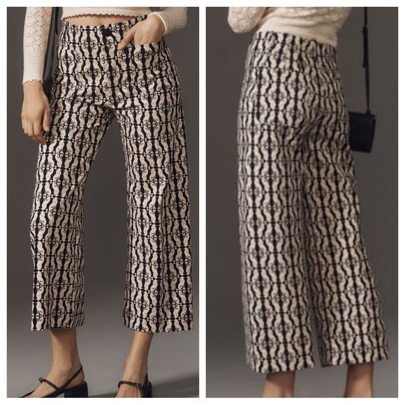 Anthropologie Maeve The Colette Cropped Wide-Leg Ponte Pants | 26 NWT - Picture 1 of 11